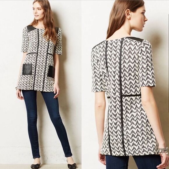 Anthropologie Hida Chevron Tunic Top Mini Dress NEW - Picture 1 of 13